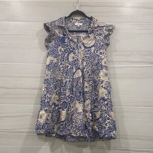 Umgee Royal Blue and Cream Paisley Mini Dress